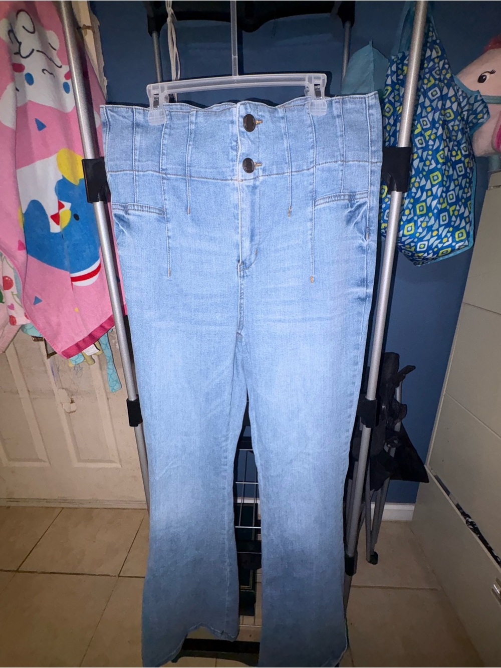 Fashion Nova High Rise Light Blue Flare Jeans